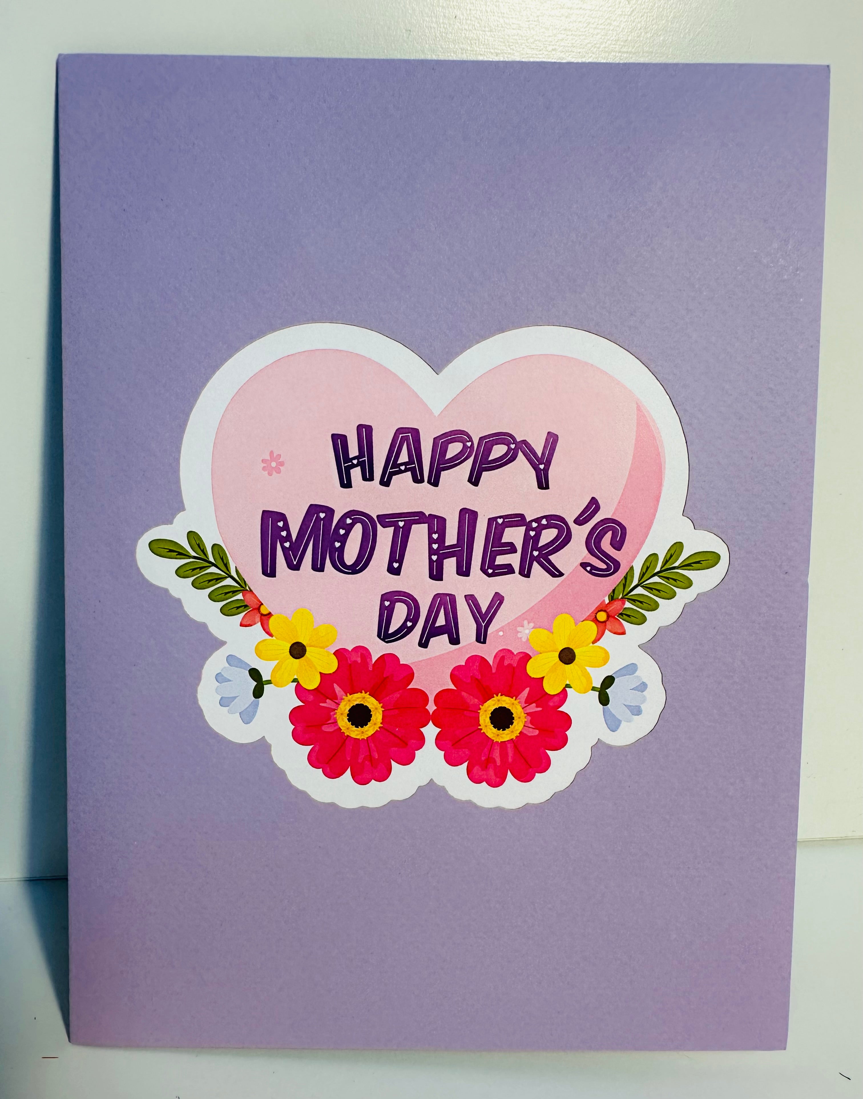 Happy Mother's Day - Purple Daisy Spring Garden Origami Pop Cards 3D Pop Up Greeting Card Handmade Gift for Mum Floral Blank Card Australian Made Thank You Thinking of You Mother's Day Paper Art Gift Australian Flowers Celebrate Special Mum