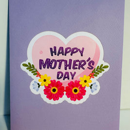 Happy Mother's Day - Purple Daisy Spring Garden Origami Pop Cards 3D Pop Up Greeting Card Handmade Gift for Mum Floral Blank Card Australian Made Thank You Thinking of You Mother's Day Paper Art Gift Australian Flowers Celebrate Special Mum