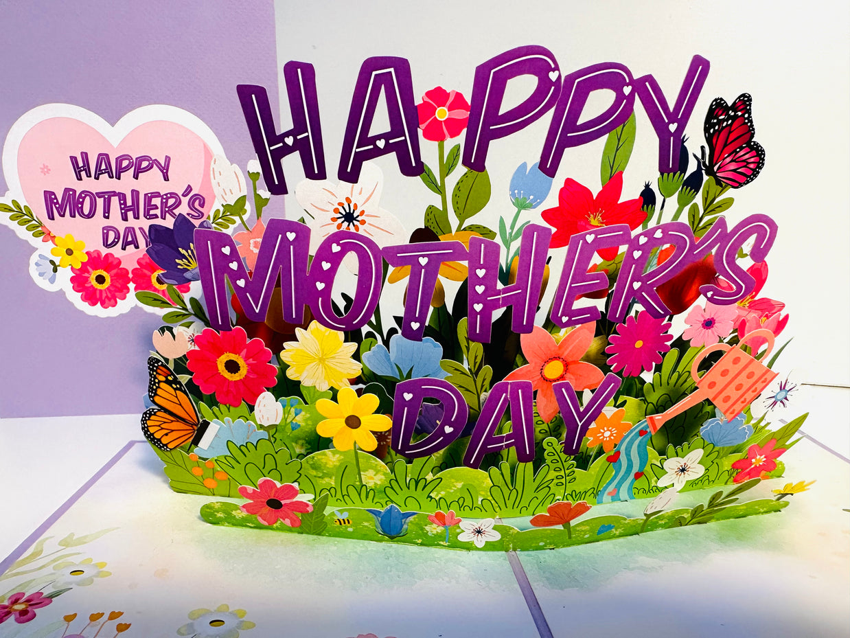 Happy Mother's Day - Purple Daisy Spring Garden Origami Pop Cards 3D Pop Up Greeting Card Handmade Gift for Mum Floral Blank Card Australian Made Thank You Thinking of You Mother's Day Paper Art Gift Australian Flowers Celebrate Special Mum