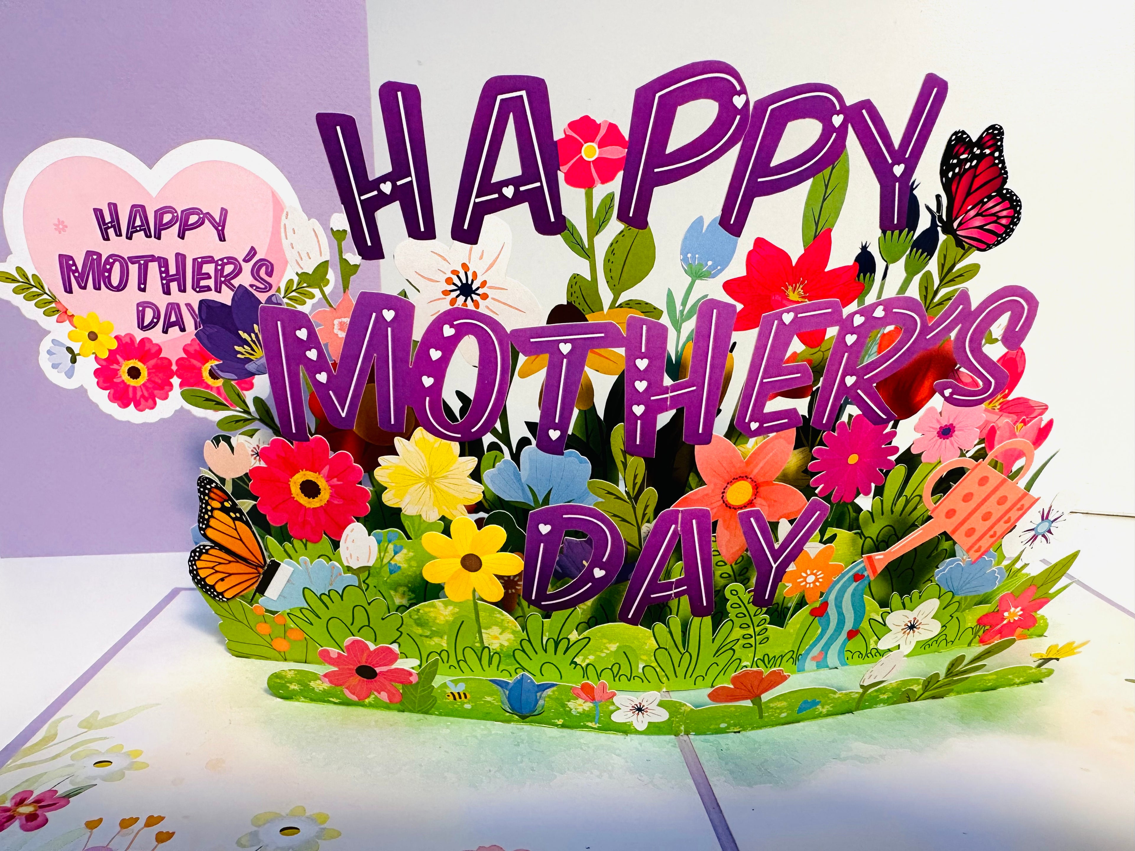 Happy Mother's Day - Purple Daisy Spring Garden Origami Pop Cards 3D Pop Up Greeting Card Handmade Gift for Mum Floral Blank Card Australian Made Thank You Thinking of You Mother's Day Paper Art Gift Australian Flowers Celebrate Special Mum