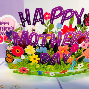 Happy Mother's Day - Purple Daisy Spring Garden Origami Pop Cards 3D Pop Up Greeting Card Handmade Gift for Mum Floral Blank Card Australian Made Thank You Thinking of You Mother's Day Paper Art Gift Australian Flowers Celebrate Special Mum