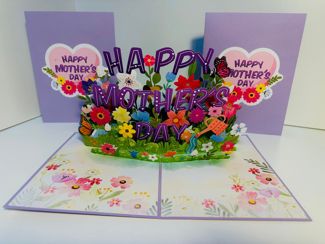 Happy Mother's Day - Purple Daisy Spring Garden Origami Pop Cards 3D Pop Up Greeting Card Handmade Gift for Mum Floral Blank Card Australian Made Thank You Thinking of You Mother's Day Paper Art Gift Australian Flowers Celebrate Special Mum