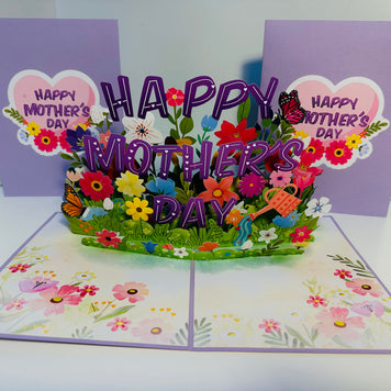 Happy Mother's Day - Purple Daisy Spring Garden Origami Pop Cards 3D Pop Up Greeting Card Handmade Gift for Mum Floral Blank Card Australian Made Thank You Thinking of You Mother's Day Paper Art Gift Australian Flowers Celebrate Special Mum