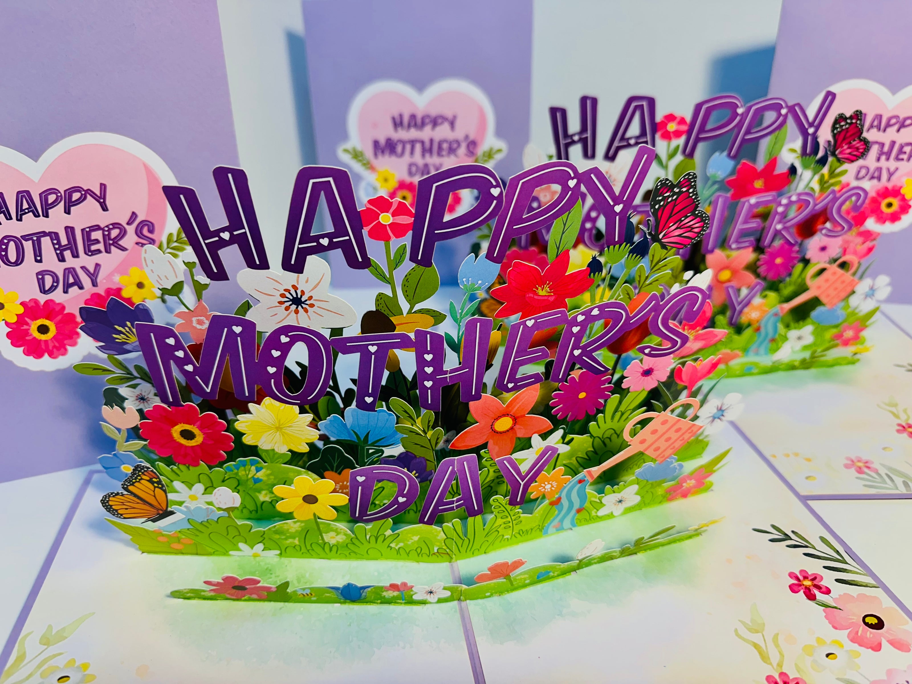 Happy Mother's Day - Purple Daisy Spring Garden Origami Pop Cards 3D Pop Up Greeting Card Handmade Gift for Mum Floral Blank Card Australian Made Thank You Thinking of You Mother's Day Paper Art Gift Australian Flowers Celebrate Special Mum