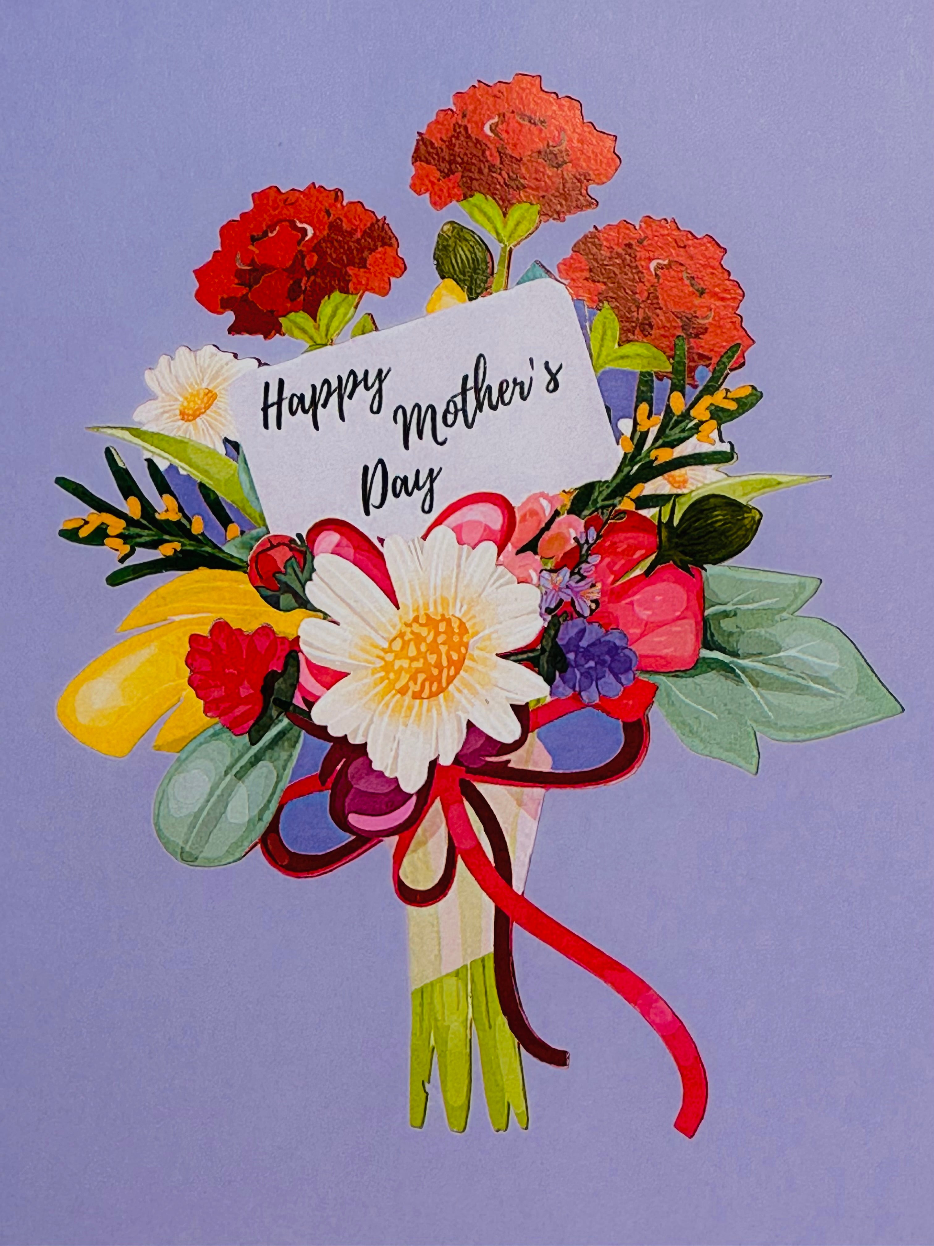 Happy Mother's Day - Purple Spring Flower Garden Origami Pop Cards 3D Pop Up Greeting Card Handmade Gift for Mum Floral Blank Card Australian Made Thank You Thinking of You Mother's Day Paper Art Gift Australian Flowers Celebrate Special Mum