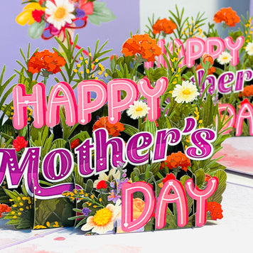 Happy Mother's Day - Purple Spring Flower Garden Origami Pop Cards 3D Pop Up Greeting Card Handmade Gift for Mum Floral Blank Card Australian Made Thank You Thinking of You Mother's Day Paper Art Gift Australian Flowers Celebrate Special Mum