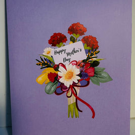 Happy Mother's Day - Purple Spring Flower Garden Origami Pop Cards 3D Pop Up Greeting Card Handmade Gift for Mum Floral Blank Card Australian Made Thank You Thinking of You Mother's Day Paper Art Gift Australian Flowers Celebrate Special Mum