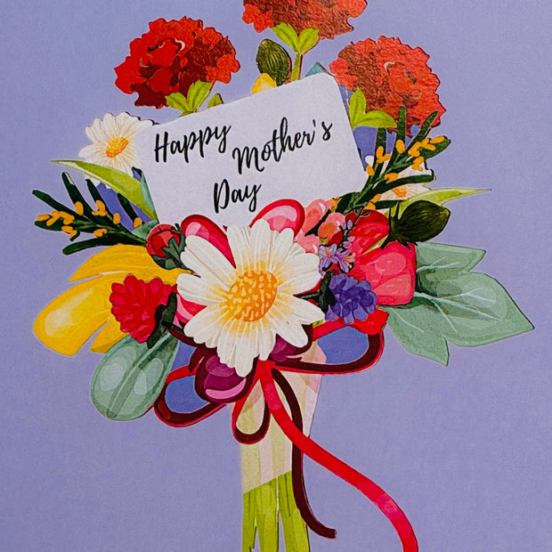 Happy Mother's Day - Purple Spring Flower Garden Origami Pop Cards 3D Pop Up Greeting Card Handmade Gift for Mum Floral Blank Card Australian Made Thank You Thinking of You Mother's Day Paper Art Gift Australian Flowers Celebrate Special Mum