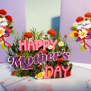 Happy Mother's Day - Purple Spring Flower Garden Origami Pop Cards 3D Pop Up Greeting Card Handmade Gift for Mum Floral Blank Card Australian Made Thank You Thinking of You Mother's Day Paper Art Gift Australian Flowers Celebrate Special Mum