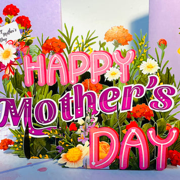 Happy Mother's Day - Purple Spring Flower Garden Origami Pop Cards 3D Pop Up Greeting Card Handmade Gift for Mum Floral Blank Card Australian Made Thank You Thinking of You Mother's Day Paper Art Gift Australian Flowers Celebrate Special Mum