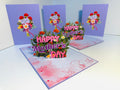 Happy Mother's Day - Purple Spring Flower Garden Origami Pop Cards 3D Pop Up Greeting Card Handmade Gift for Mum Floral Blank Card Australian Made Thank You Thinking of You Mother's Day Paper Art Gift Australian Flowers Celebrate Special Mum