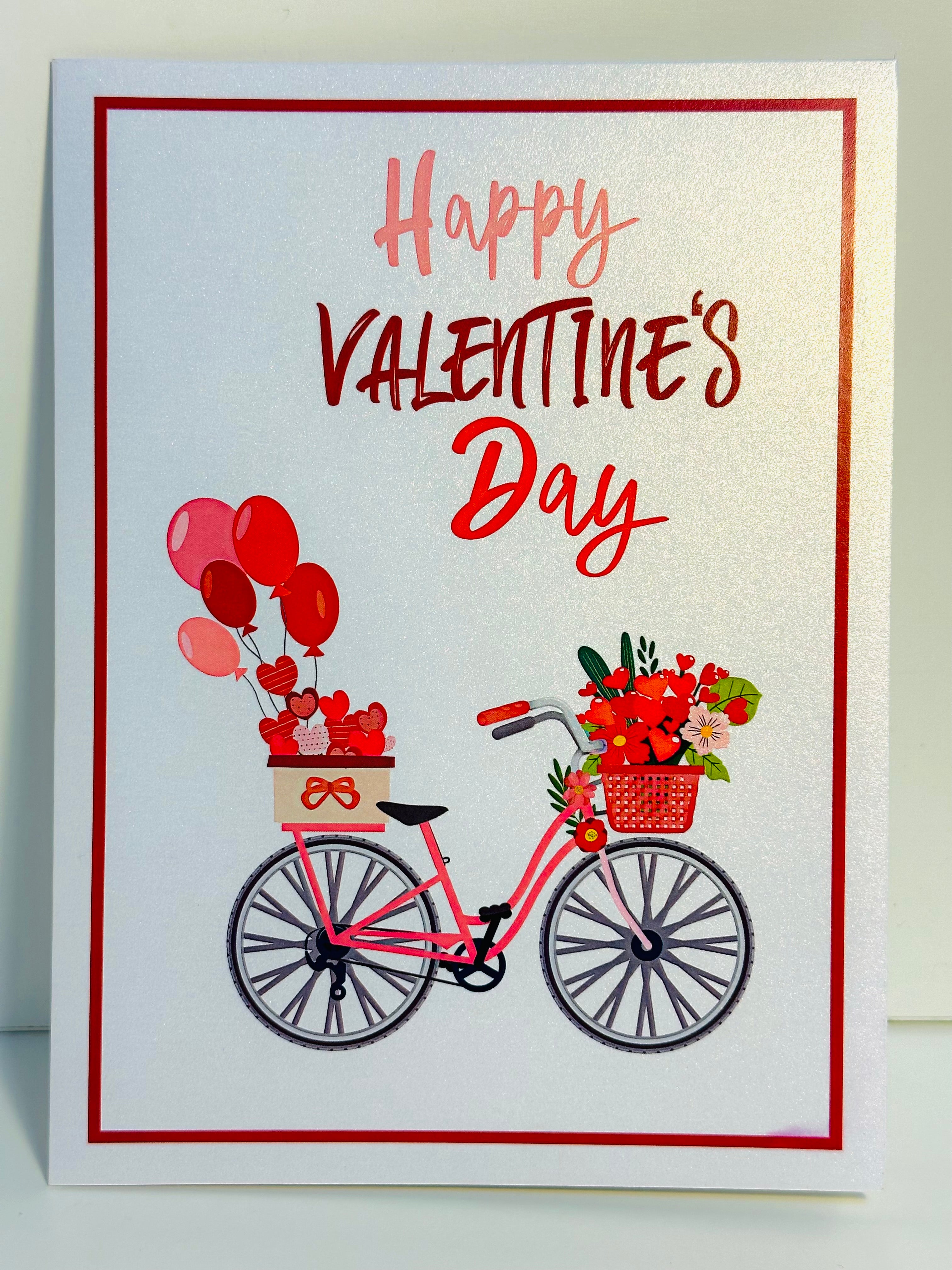 Happy Valentine's Day - Featuring a Delightful Bicycle 3D POP UP GREETING CARD - Created by Origami Pop Cards Australian Design & Handmade 3D Pop Up Magical Paper Cards, Handmade Pop Up Cards Happy Valentine's Day Celebrate Love Heart Fell and Romantic