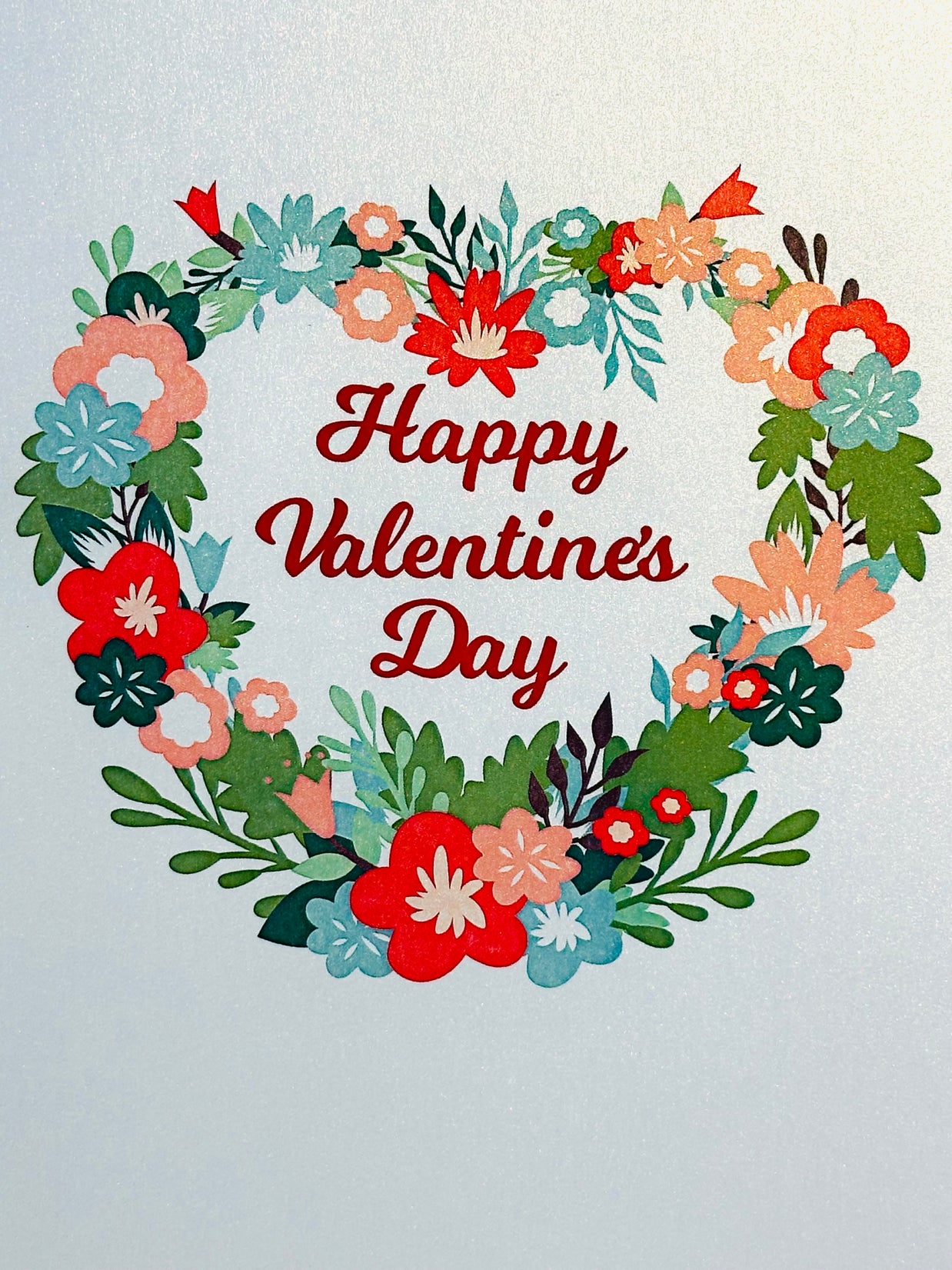 Happy Valentine's Day - Floral Love Heart Wreath 3D POP UP GREETING CARD - Created by Origami Pop Cards Australian Design & Handmade 3D Pop Up Magical Paper Cards, Handmade Pop Up Cards Happy Valentine's Day Celebrate Love Heart Fell and Romantic