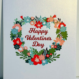 Happy Valentine's Day - Floral Love Heart Wreath 3D POP UP GREETING CARD - Created by Origami Pop Cards Australian Design & Handmade 3D Pop Up Magical Paper Cards, Handmade Pop Up Cards Happy Valentine's Day Celebrate Love Heart Fell and Romantic