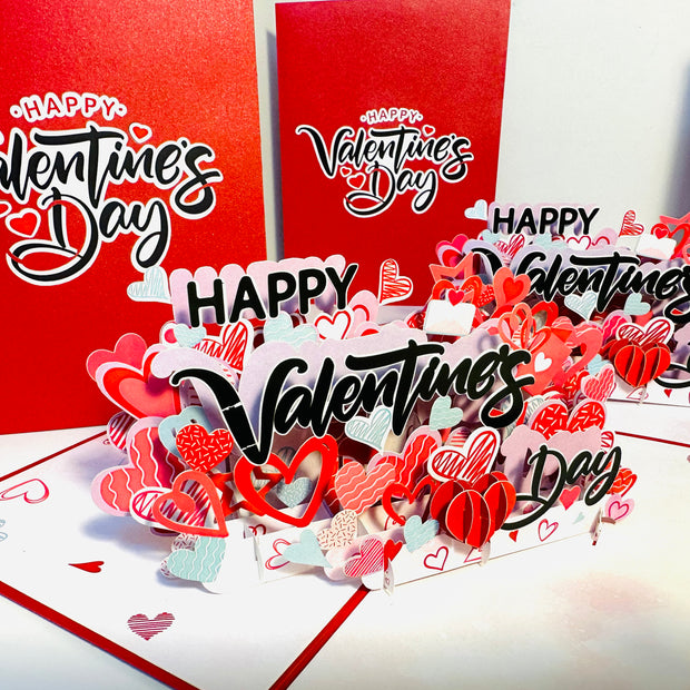 Happy Valentine's Day - Love Heart Garden Stake 3D POP UP GREETING CARD - Created by Origami Pop Cards Australian Design & Handmade 3D Pop Up Magical Paper Cards, Handmade Pop Up Cards Happy Valentine's Day Celebrate Love Heart Fell and Romantic