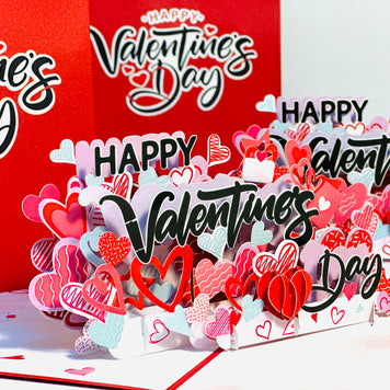 Happy Valentine's Day - Love Heart Garden Stake 3D POP UP GREETING CARD - Created by Origami Pop Cards Australian Design & Handmade 3D Pop Up Magical Paper Cards, Handmade Pop Up Cards Happy Valentine's Day Celebrate Love Heart Fell and Romantic