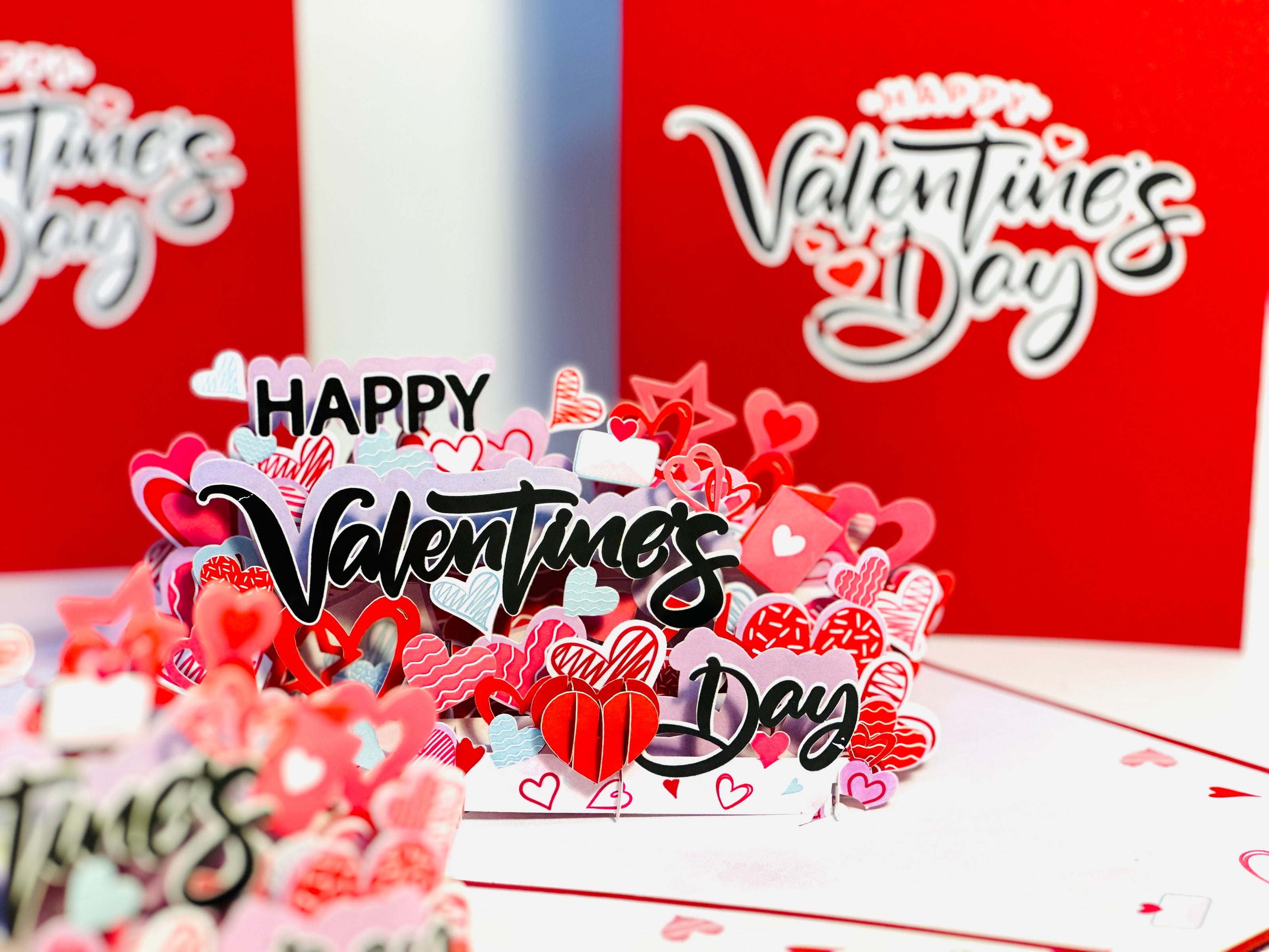 Happy Valentine's Day - Love Heart Garden Stake 3D POP UP GREETING CARD - Created by Origami Pop Cards Australian Design & Handmade 3D Pop Up Magical Paper Cards, Handmade Pop Up Cards Happy Valentine's Day Celebrate Love Heart Fell and Romantic