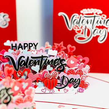 Happy Valentine's Day - Love Heart Garden Stake 3D POP UP GREETING CARD - Created by Origami Pop Cards Australian Design & Handmade 3D Pop Up Magical Paper Cards, Handmade Pop Up Cards Happy Valentine's Day Celebrate Love Heart Fell and Romantic