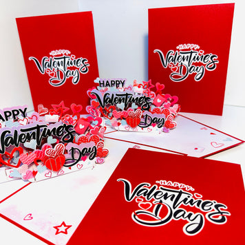 Happy Valentine's Day - Love Heart Garden Stake 3D POP UP GREETING CARD - Created by Origami Pop Cards Australian Design & Handmade 3D Pop Up Magical Paper Cards, Handmade Pop Up Cards Happy Valentine's Day Celebrate Love Heart Fell and Romantic