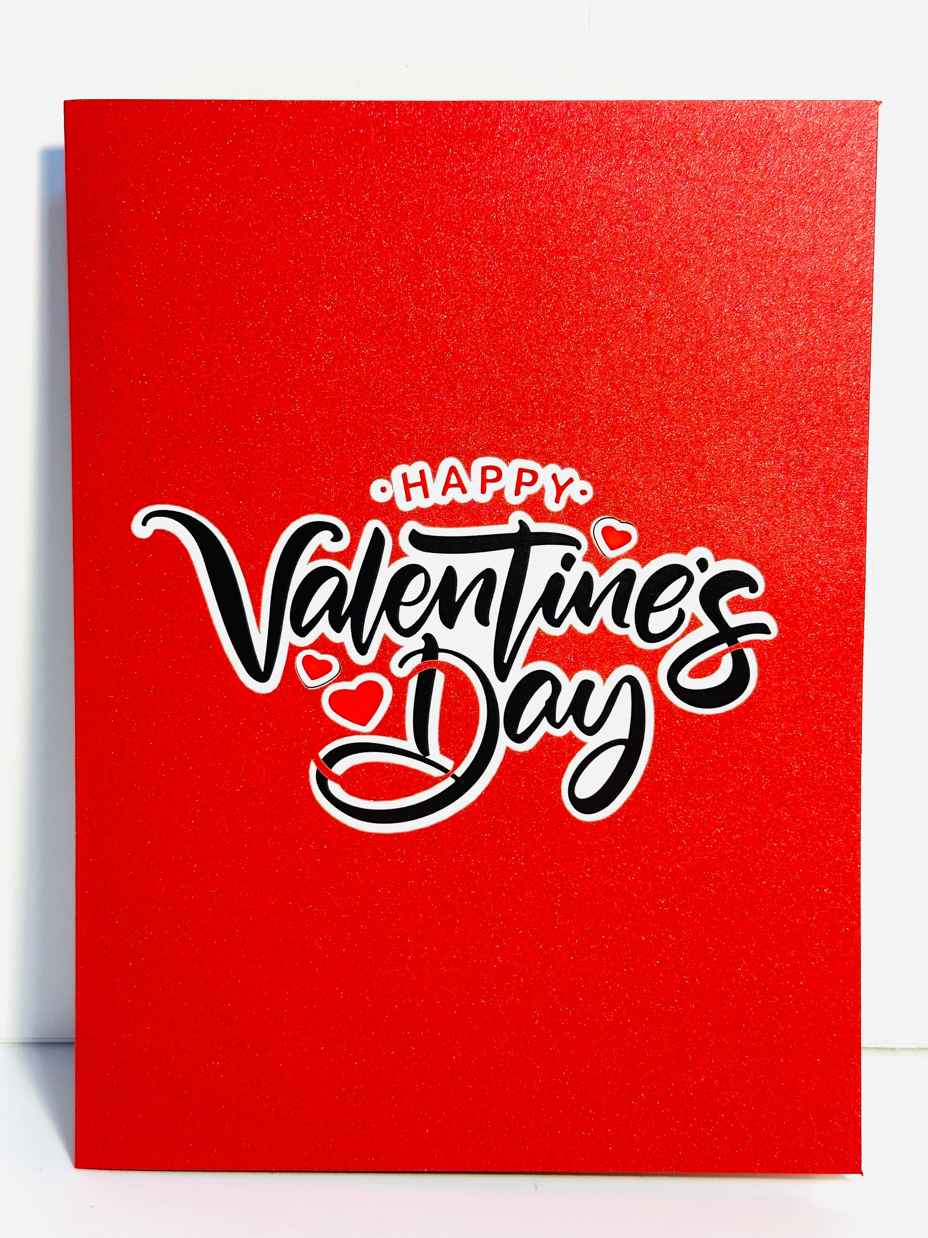Happy Valentine's Day - Love Heart Garden Stake 3D POP UP GREETING CARD - Created by Origami Pop Cards Australian Design & Handmade 3D Pop Up Magical Paper Cards, Handmade Pop Up Cards Happy Valentine's Day Celebrate Love Heart Fell and Romantic