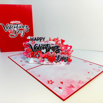 Happy Valentine's Day - Love Heart Garden Stake 3D POP UP GREETING CARD - Created by Origami Pop Cards Australian Design & Handmade 3D Pop Up Magical Paper Cards, Handmade Pop Up Cards Happy Valentine's Day Celebrate Love Heart Fell and Romantic