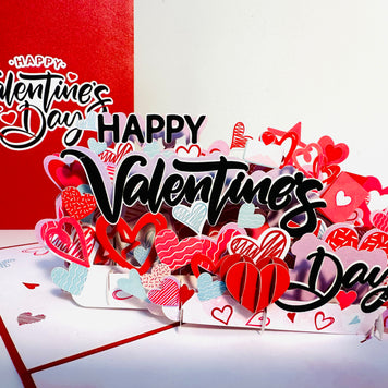 Happy Valentine's Day - Love Heart Garden Stake 3D POP UP GREETING CARD - Created by Origami Pop Cards Australian Design & Handmade 3D Pop Up Magical Paper Cards, Handmade Pop Up Cards Happy Valentine's Day Celebrate Love Heart Fell and Romantic