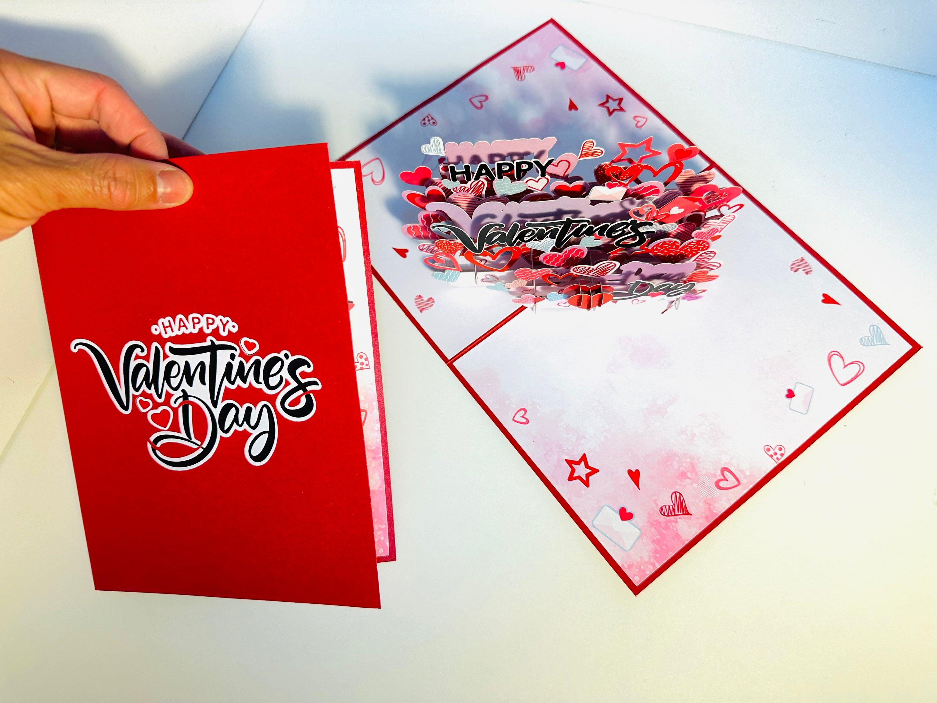 Happy Valentine's Day - Love Heart Garden Stake 3D POP UP GREETING CARD - Created by Origami Pop Cards Australian Design & Handmade 3D Pop Up Magical Paper Cards, Handmade Pop Up Cards Happy Valentine's Day Celebrate Love Heart Fell and Romantic