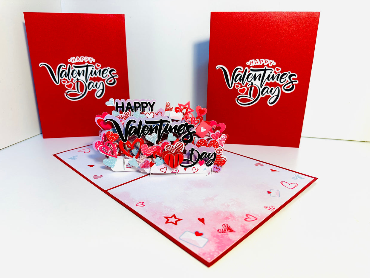 Happy Valentine's Day - Love Heart Garden Stake 3D POP UP GREETING CARD - Created by Origami Pop Cards Australian Design & Handmade 3D Pop Up Magical Paper Cards, Handmade Pop Up Cards Happy Valentine's Day Celebrate Love Heart Fell and Romantic