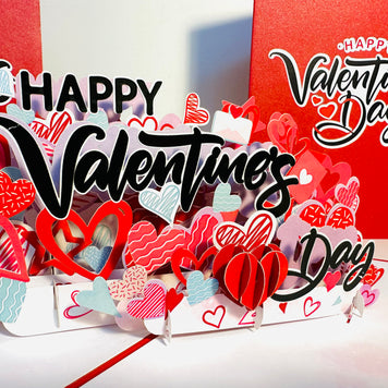 Happy Valentine's Day - Love Heart Garden Stake 3D POP UP GREETING CARD - Created by Origami Pop Cards Australian Design & Handmade 3D Pop Up Magical Paper Cards, Handmade Pop Up Cards Happy Valentine's Day Celebrate Love Heart Fell and Romantic