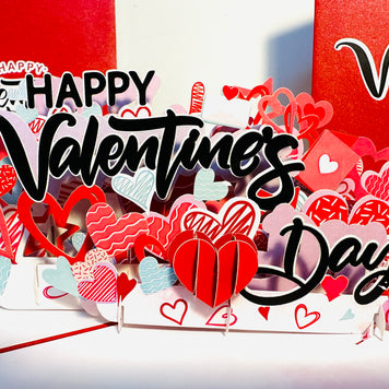 Happy Valentine's Day - Love Heart Garden Stake 3D POP UP GREETING CARD - Created by Origami Pop Cards Australian Design & Handmade 3D Pop Up Magical Paper Cards, Handmade Pop Up Cards Happy Valentine's Day Celebrate Love Heart Fell and Romantic