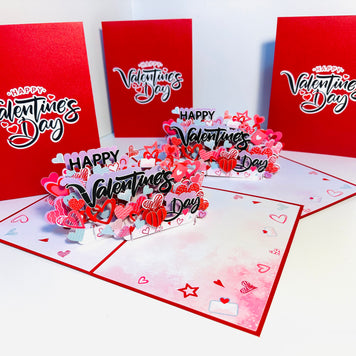 Happy Valentine's Day - Love Heart Garden Stake 3D POP UP GREETING CARD - Created by Origami Pop Cards Australian Design & Handmade 3D Pop Up Magical Paper Cards, Handmade Pop Up Cards Happy Valentine's Day Celebrate Love Heart Fell and Romantic