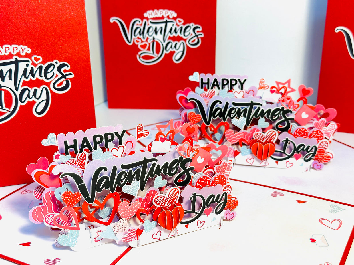 Happy Valentine's Day - Love Heart Garden Stake 3D POP UP GREETING CARD - Created by Origami Pop Cards Australian Design & Handmade 3D Pop Up Magical Paper Cards, Handmade Pop Up Cards Happy Valentine's Day Celebrate Love Heart Fell and Romantic