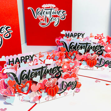 Happy Valentine's Day - Love Heart Garden Stake 3D POP UP GREETING CARD - Created by Origami Pop Cards Australian Design & Handmade 3D Pop Up Magical Paper Cards, Handmade Pop Up Cards Happy Valentine's Day Celebrate Love Heart Fell and Romantic