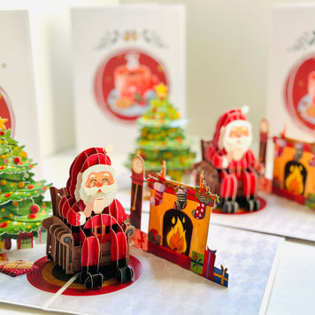 Have a CUPPA Tea or Coffee with Santa Claus Origami Pop Cards 3D Pop Up Greeting Card Merry Christmas Thank You Handmade Best Wishes Blank Card Gift Happy Holidays Celebrate the Special Day Moment with Family and Friends