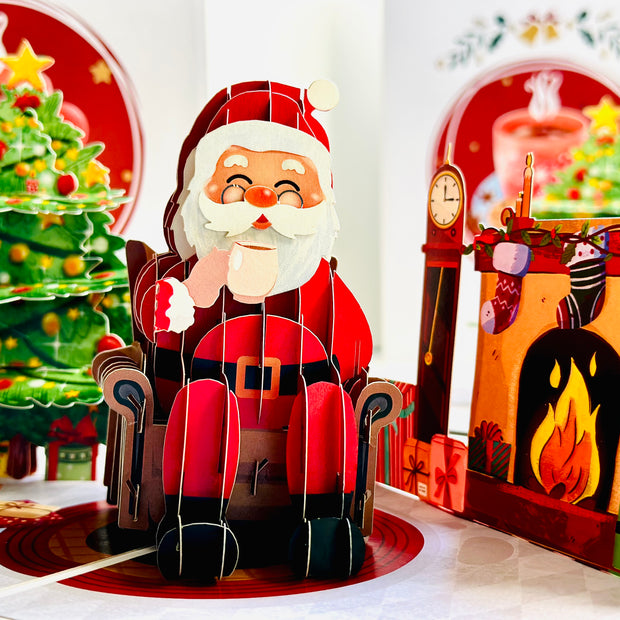 Have a CUPPA Tea or Coffee with Santa Claus Origami Pop Cards 3D Pop Up Greeting Card Merry Christmas Thank You Handmade Best Wishes Blank Card Gift Happy Holidays Celebrate the Special Day Moment with Family and Friends