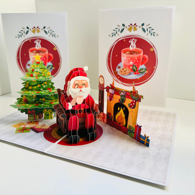 Have a CUPPA Tea or Coffee with Santa Claus Origami Pop Cards 3D Pop Up Greeting Card Merry Christmas Thank You Handmade Best Wishes Blank Card Gift Happy Holidays Celebrate the Special Day Moment with Family and Friends