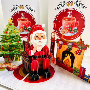 Have a CUPPA Tea or Coffee with Santa Claus Origami Pop Cards 3D Pop Up Greeting Card Merry Christmas Thank You Handmade Best Wishes Blank Card Gift Happy Holidays Celebrate the Special Day Moment with Family and Friends