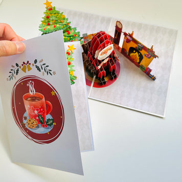Have a CUPPA Tea or Coffee with Santa Claus Origami Pop Cards 3D Pop Up Greeting Card Merry Christmas Thank You Handmade Best Wishes Blank Card Gift Happy Holidays Celebrate the Special Day Moment with Family and Friends