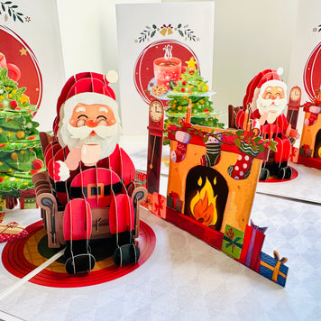 Have a CUPPA Tea or Coffee with Santa Claus Origami Pop Cards 3D Pop Up Greeting Card Merry Christmas Thank You Handmade Best Wishes Blank Card Gift Happy Holidays Celebrate the Special Day Moment with Family and Friends