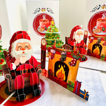 Have a CUPPA Tea or Coffee with Santa Claus Origami Pop Cards 3D Pop Up Greeting Card Merry Christmas Thank You Handmade Best Wishes Blank Card Gift Happy Holidays Celebrate the Special Day Moment with Family and Friends