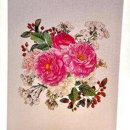 Hot Pink & White Peony Rose Basket Origami Pop Cards 3D Pop Up Greeting Card Happy Birthday Thank You Handmade Gift Thinking of You Blank Card for Any Occasion Happy Mother's Day Happy Father's Australiana Celebrate the Beauty of Flower and Romantic