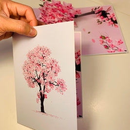 Hot Pink Weeping Cherry Blossom Sakura Tree Origami Pop Cards 3D Pop Up Greeting Card Best Wishes Happy Birthday Gift Thank You Handmade Best Wishes Blank Card for Any Occasion Happy Mother's Day Happy Father's Day Celebrate The Beauty of Flower