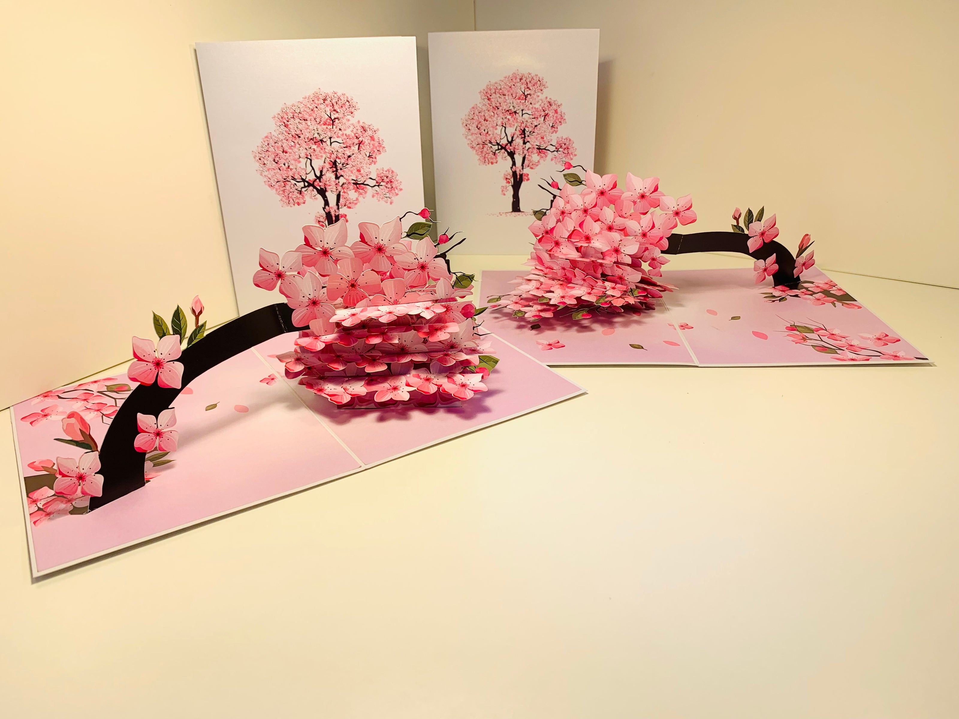 Hot Pink Weeping Cherry Blossom Sakura Tree Origami Pop Cards 3D Pop Up Greeting Card Best Wishes Happy Birthday Gift Thank You Handmade Best Wishes Blank Card for Any Occasion Happy Mother's Day Happy Father's Day Celebrate The Beauty of Flower