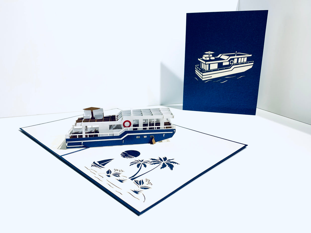 Houseboat - A Dream Home Origami Pop Cards 3D Pop Up Greeting Card Happy Birthday Thank You Handmade Gift Thinking of You Blank Card for Any Occasion Happy Mother's Day Happy Father's Australiana Celebrate the Beauty
