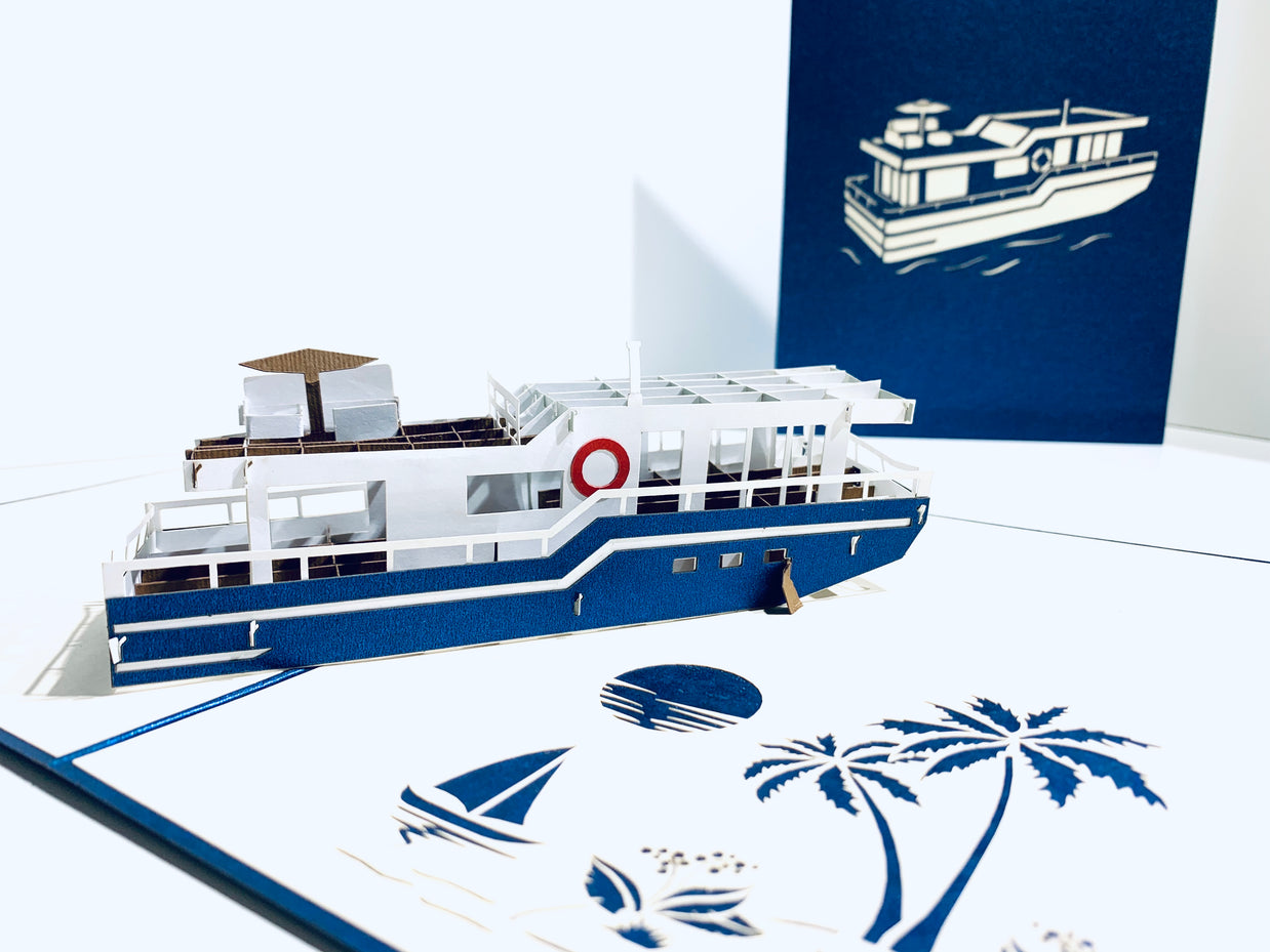 Houseboat - A Dream Home Origami Pop Cards 3D Pop Up Greeting Card Happy Birthday Thank You Handmade Gift Thinking of You Blank Card for Any Occasion Happy Mother's Day Happy Father's Australiana Celebrate the Beauty