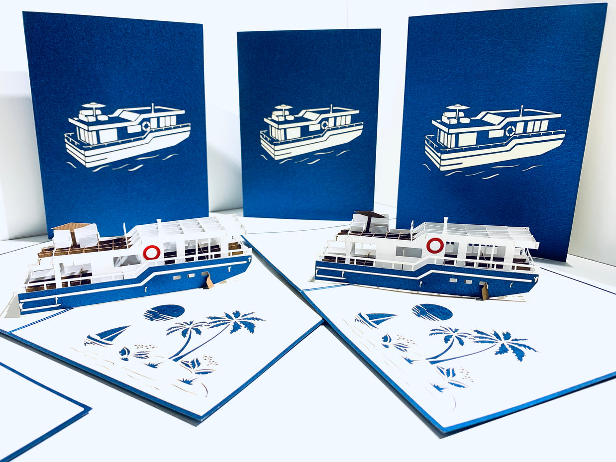 Houseboat - A Dream Home Origami Pop Cards 3D Pop Up Greeting Card Happy Birthday Thank You Handmade Gift Thinking of You Blank Card for Any Occasion Happy Mother's Day Happy Father's Australiana Celebrate the Beauty