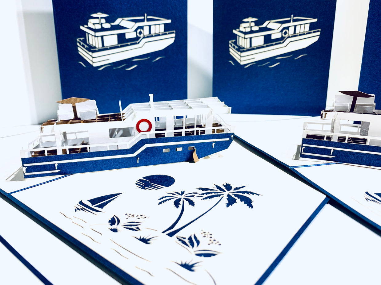 Houseboat - A Dream Home Origami Pop Cards 3D Pop Up Greeting Card Happy Birthday Thank You Handmade Gift Thinking of You Blank Card for Any Occasion Happy Mother's Day Happy Father's Australiana Celebrate the Beauty