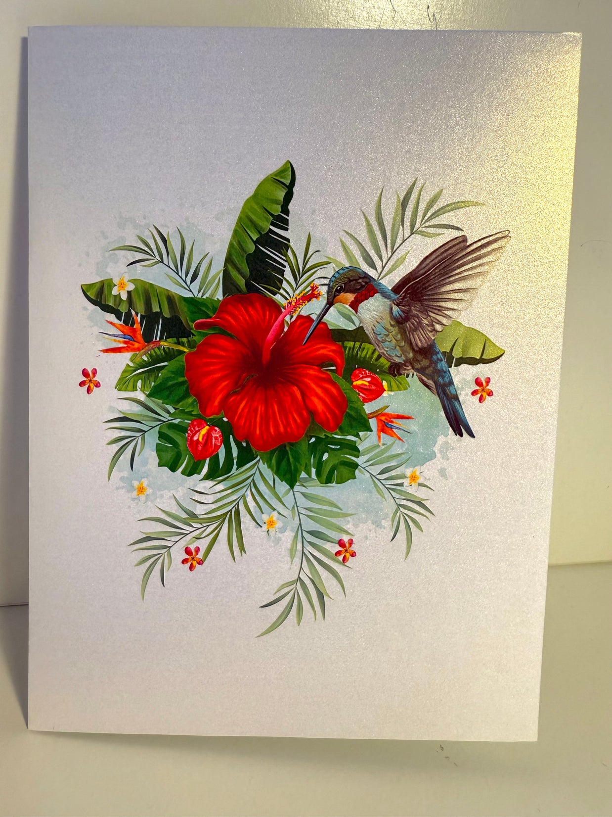 Hummingbird Attracting Red Hibiscus Flowers Origami Pop Cards 3D Pop Up Greeting Card Celebrate Happy Birthday Thank You Handmade Best Wishes Gift Thinking of You Blank Card for Any Occasion Happy Mother's Day Happy Father's Day Australiana Birds