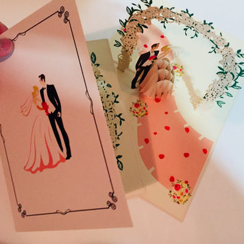 Western Style - Metallic Ivory Wedding Classic under White Rose Arbor Created by Origami Pop Cards – 3D Pop Up Greeting Cards, Australian Design & Handmade, 3D Pop Up Magical Paper Cards, Handmade Pop Up Cards Celebrate Love Anniversary