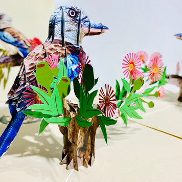 Laughing Kookaburra Australian Bird with Native Pink Gumnut Blossom Wildflower Origami Pop Cards 3D Pop Up Greeting Card Happy Birthday Thank You Handmade Gift Thinking of You Blank Card for Any Occasion Happy Mother's Day Happy Father's Australiana